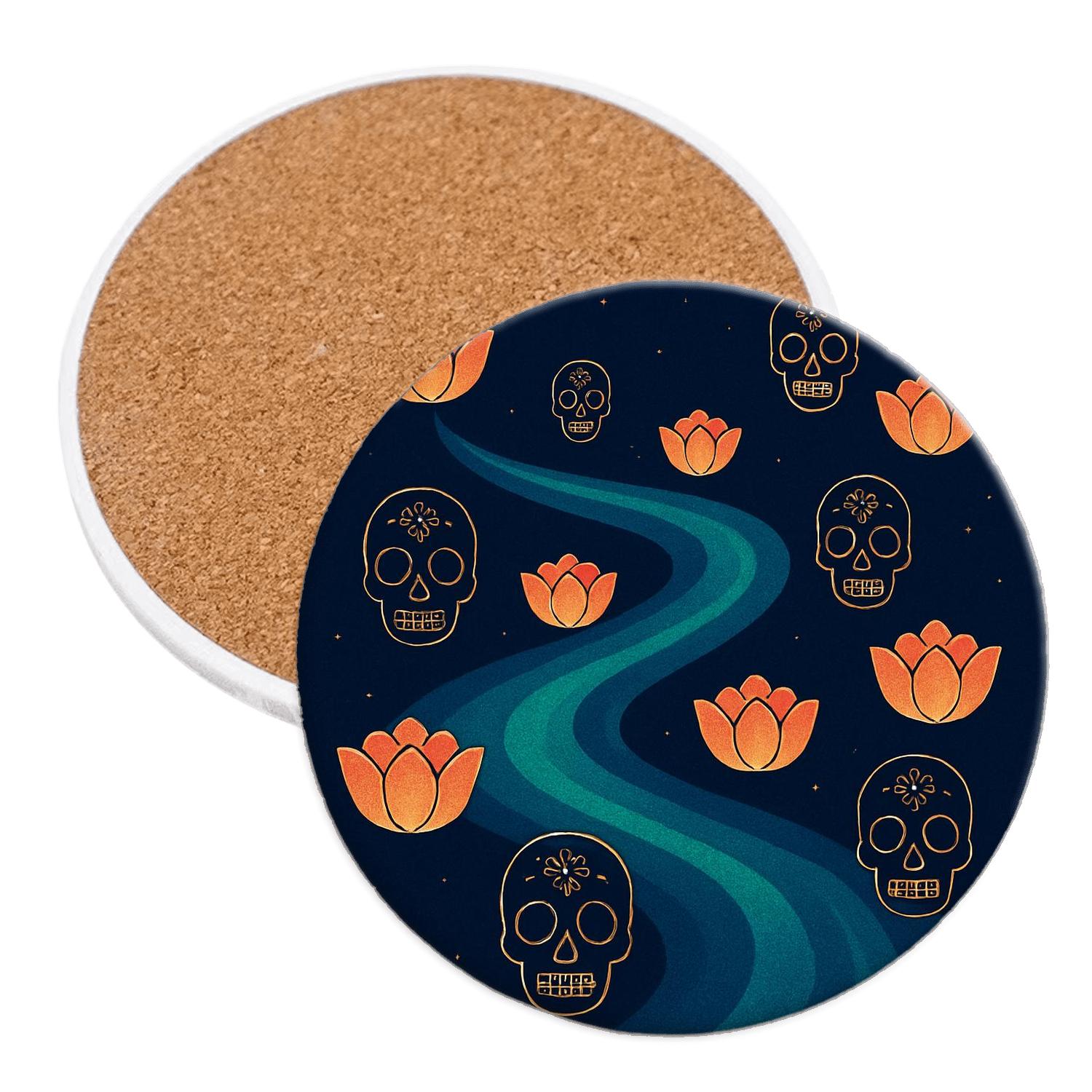 Aurora Lantern Reverie Obon Meets Day Of The Dead decorative beverage coasters