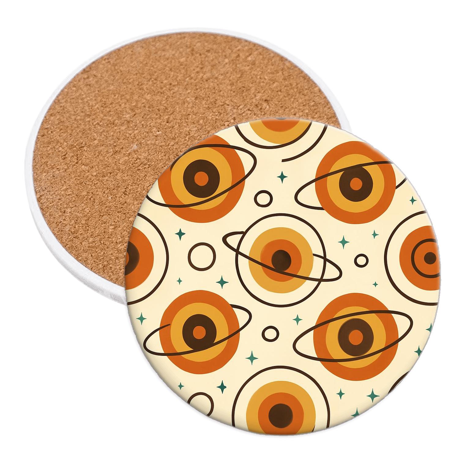 Groovy Cosmic Vinyl Rings elegant tabletop coasters