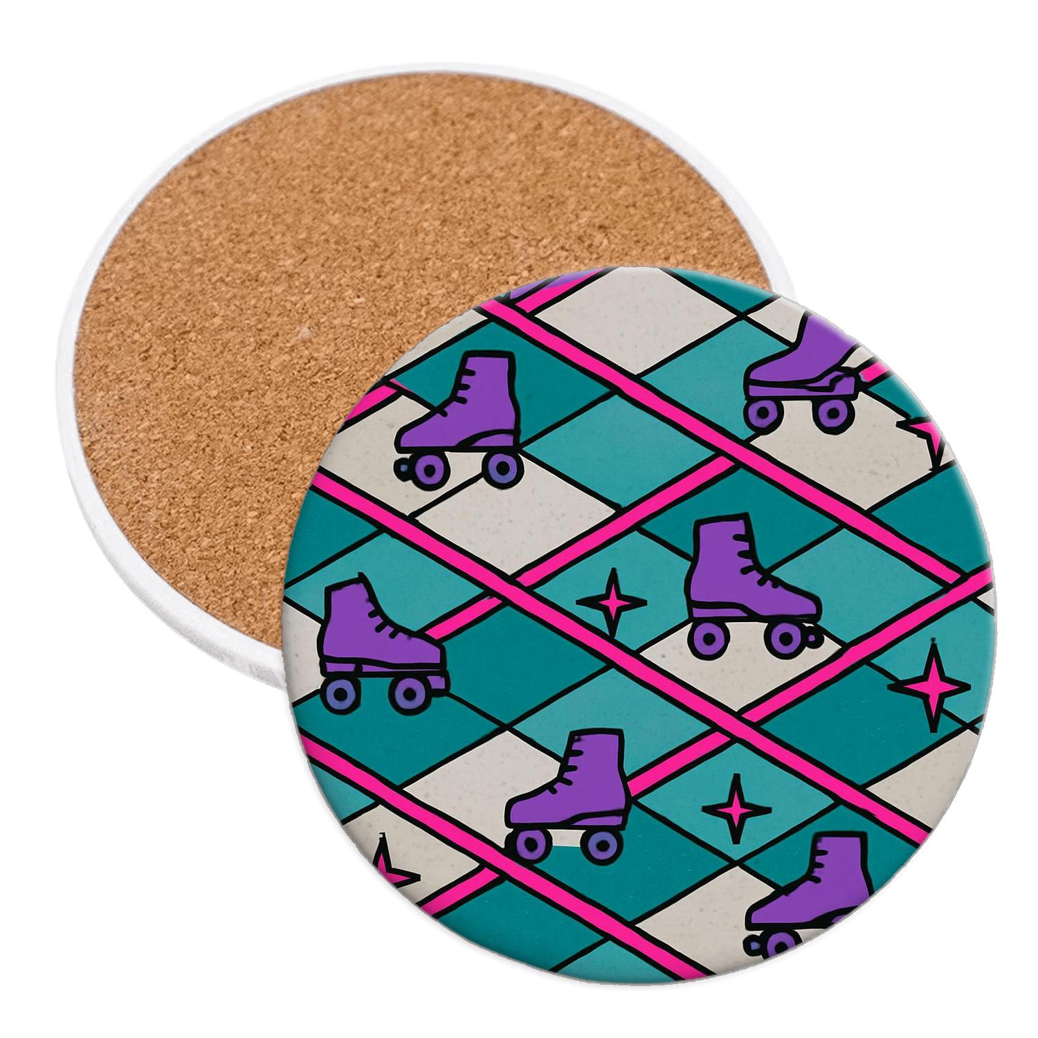 Roller Rink Tile Groove decorative beverage coasters