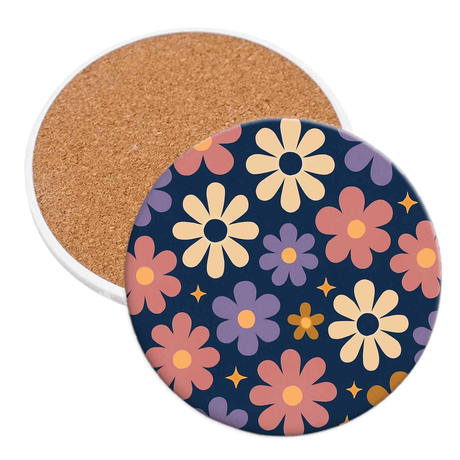 Astro Motel Neon Florals custom engraved coasters