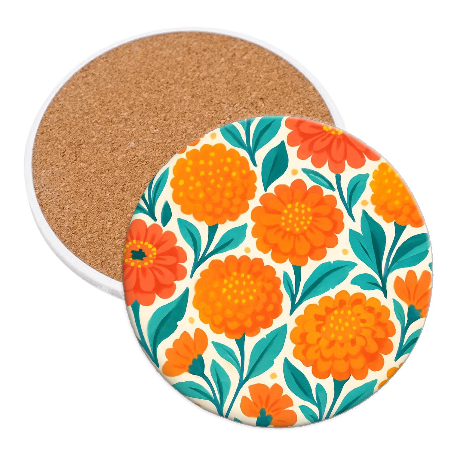 Citrus Zinnia Carnival stone coaster collections