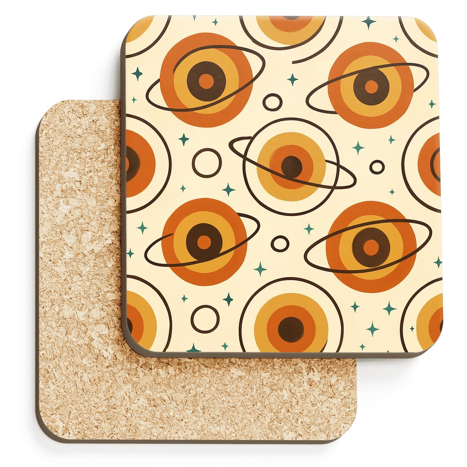 Groovy Cosmic Vinyl Rings custom engraved coasters