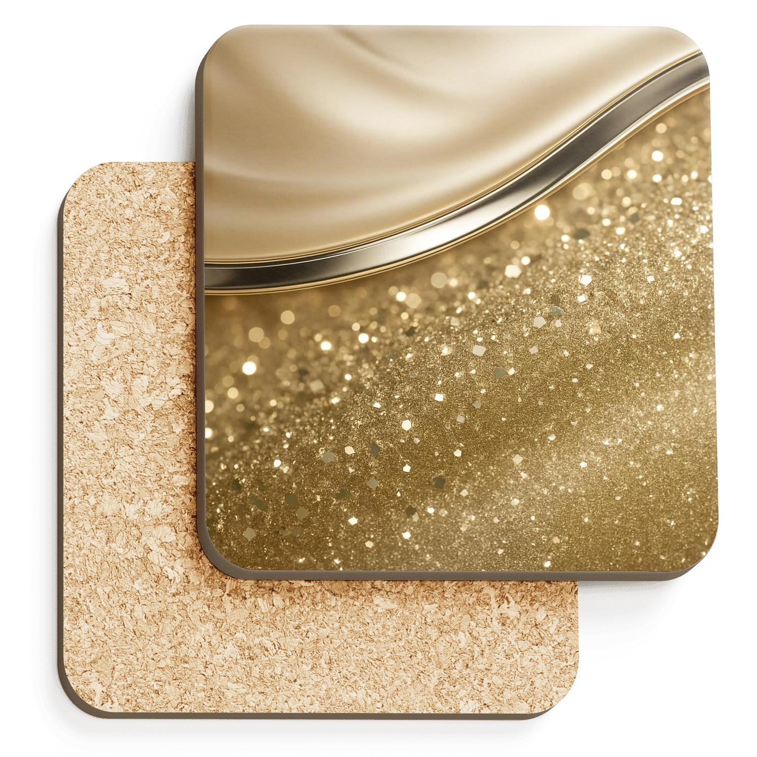 Champagne Chrome Confetti Drift custom engraved coasters