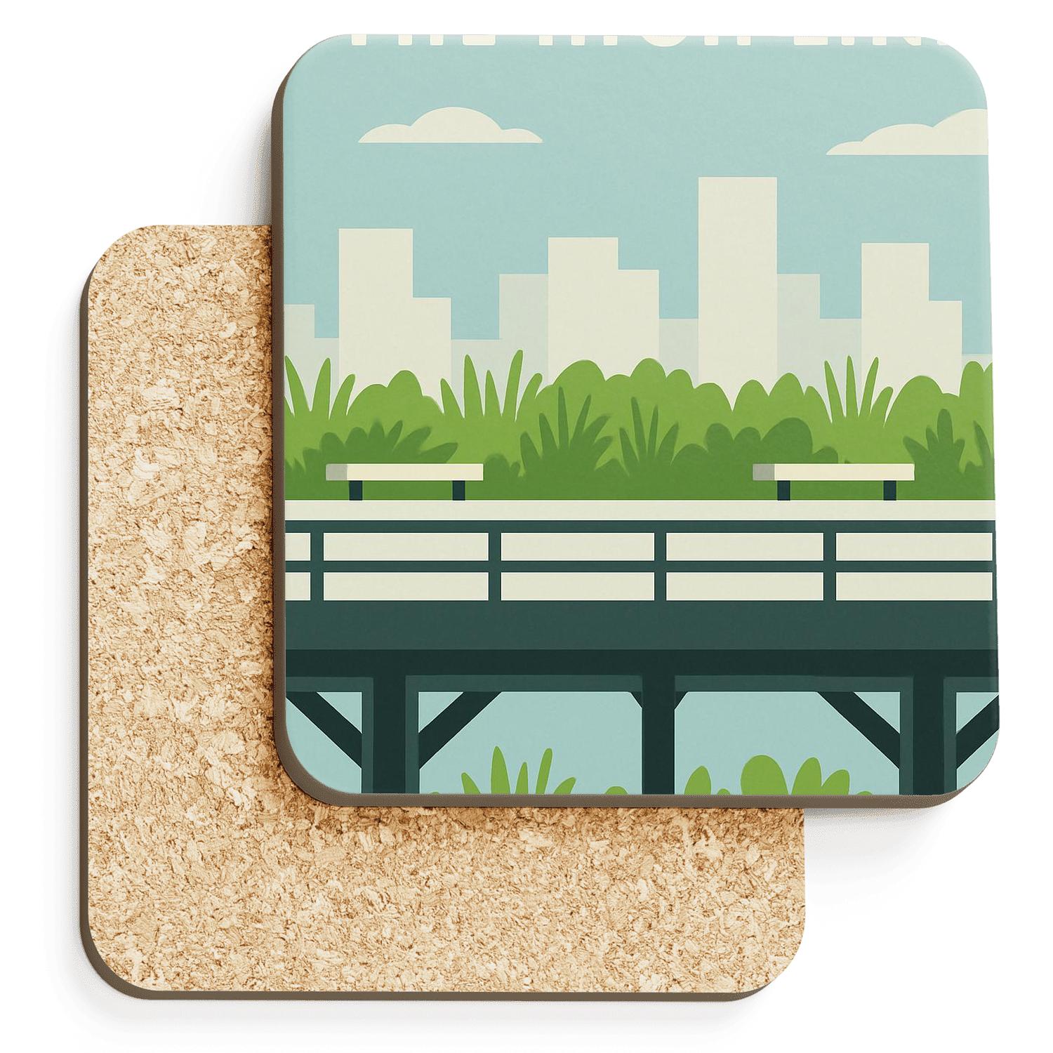 High Line Park New York City United States cork coaster sets