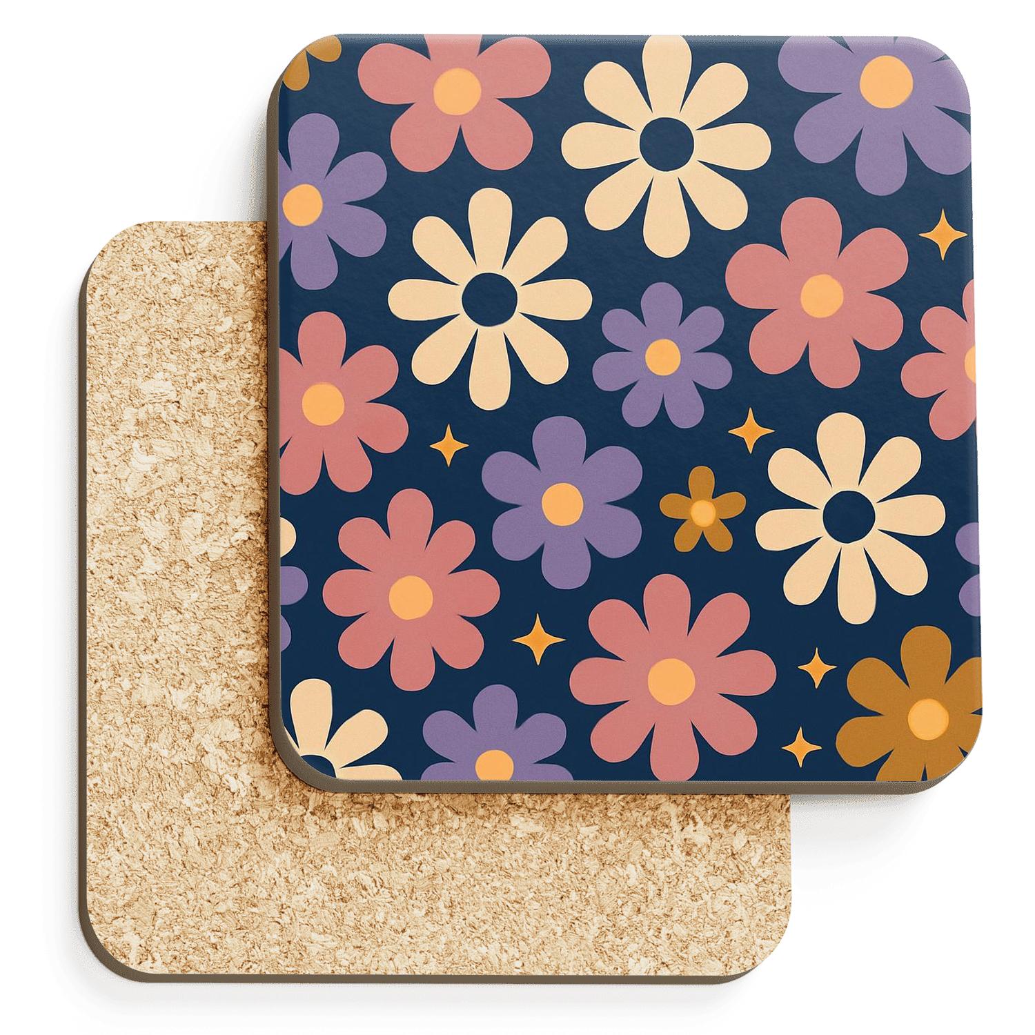Astro Motel Neon Florals personalized drink coasters