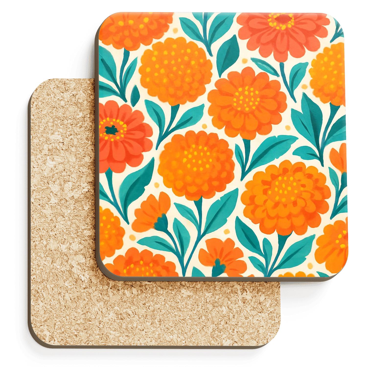 Citrus Zinnia Carnival decorative beverage coasters