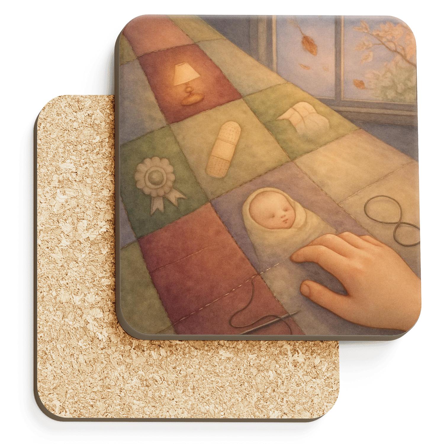 The Seam Of Seasons A Mothers Love Stitched Into Every Year cork coaster sets