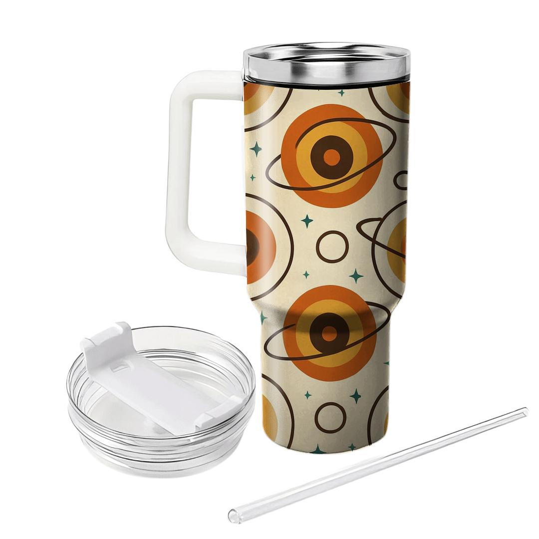 Groovy Cosmic Vinyl Rings tumblers with lids
