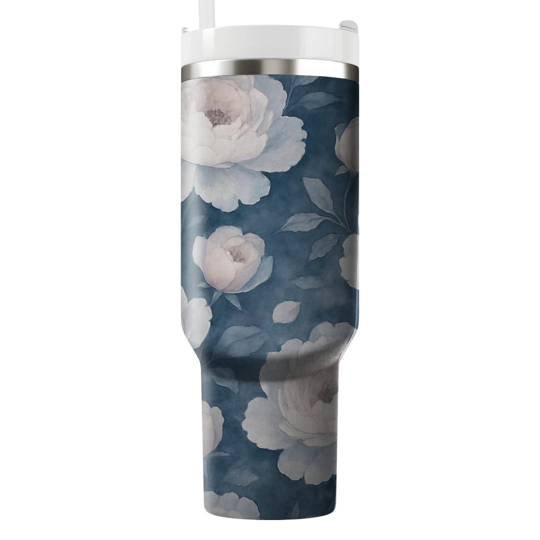 Moonlit Peony Mist tumblers with lids