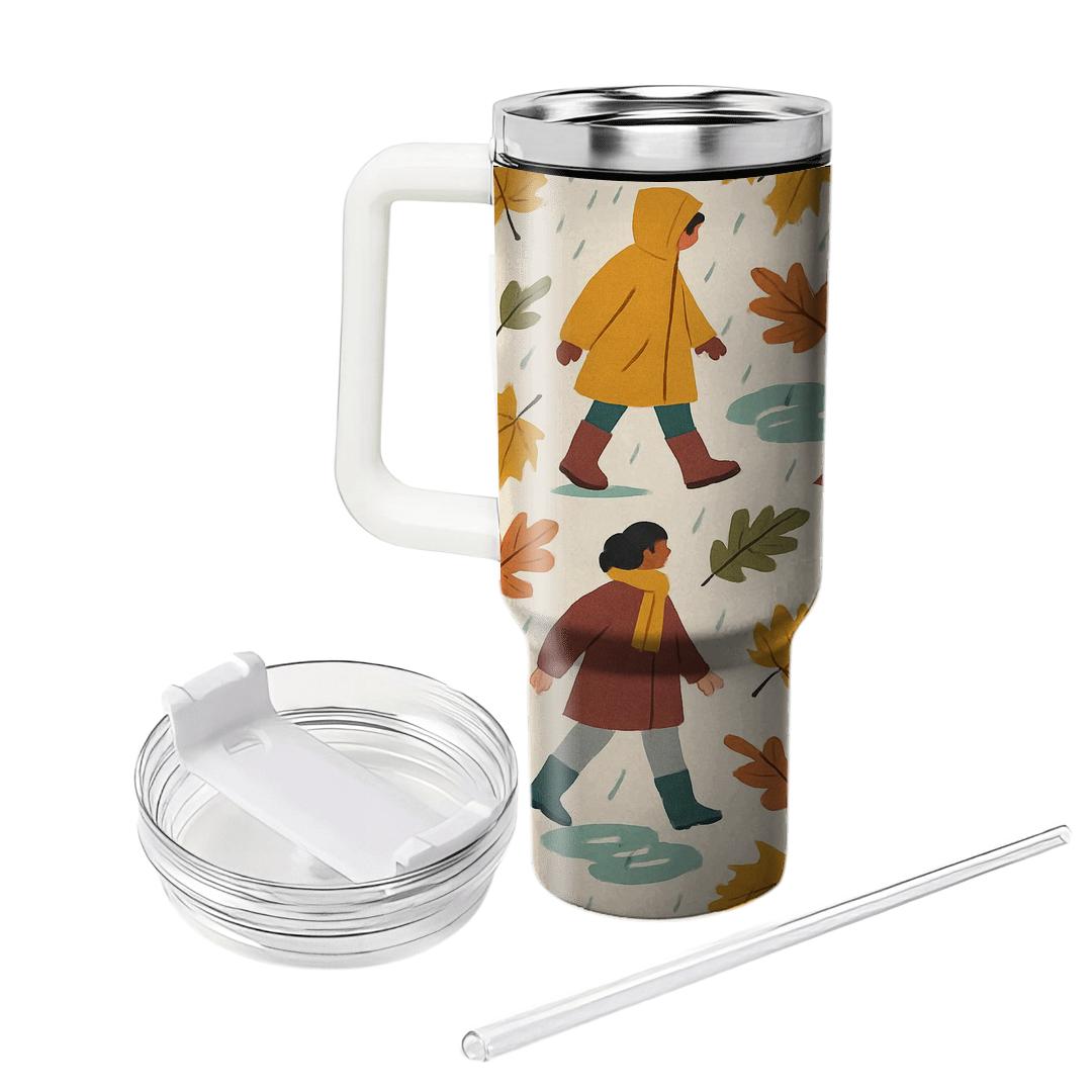 Autumn Raincoat Parade unique tumblers