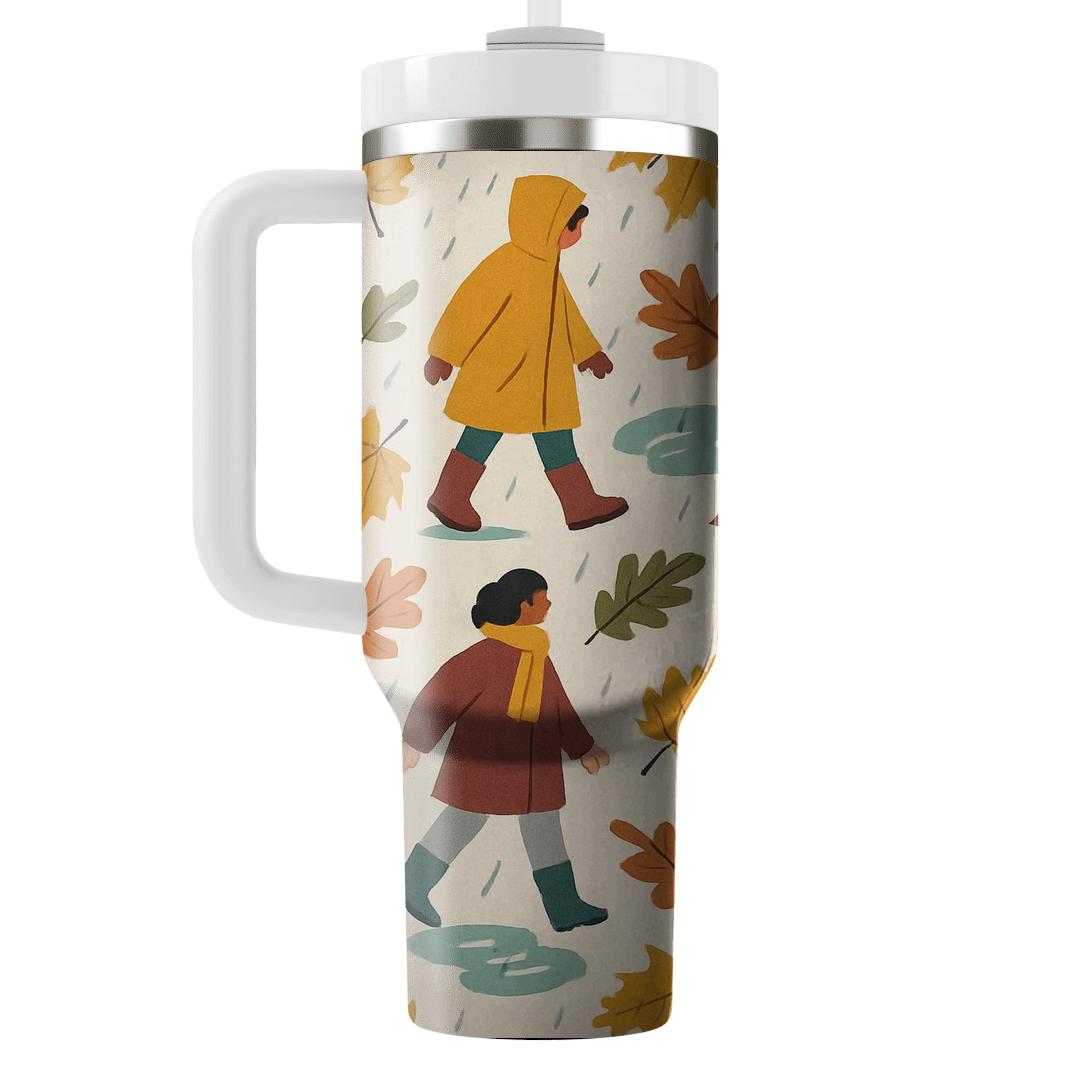 Autumn Raincoat Parade unique tumblers