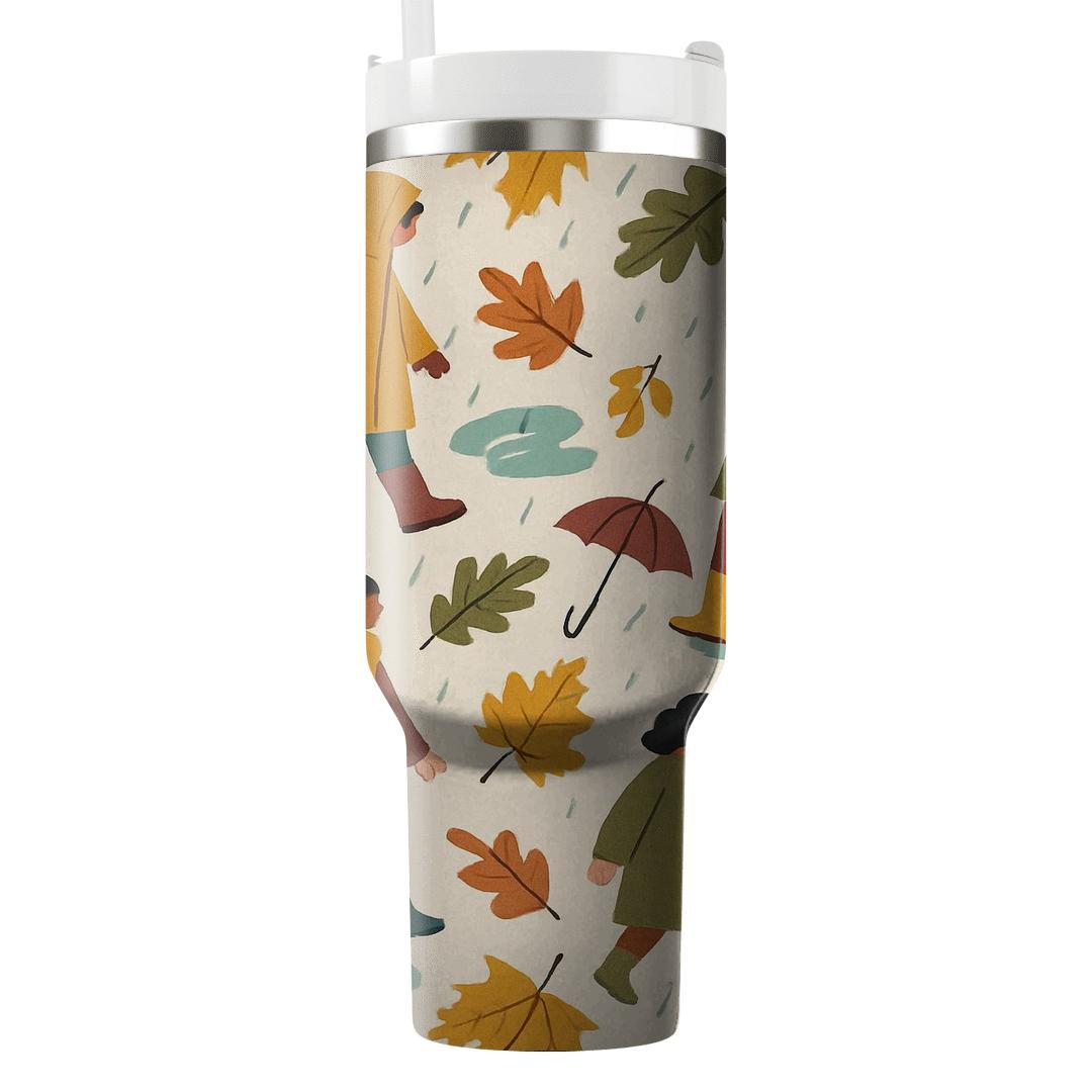 Autumn Raincoat Parade unique tumblers