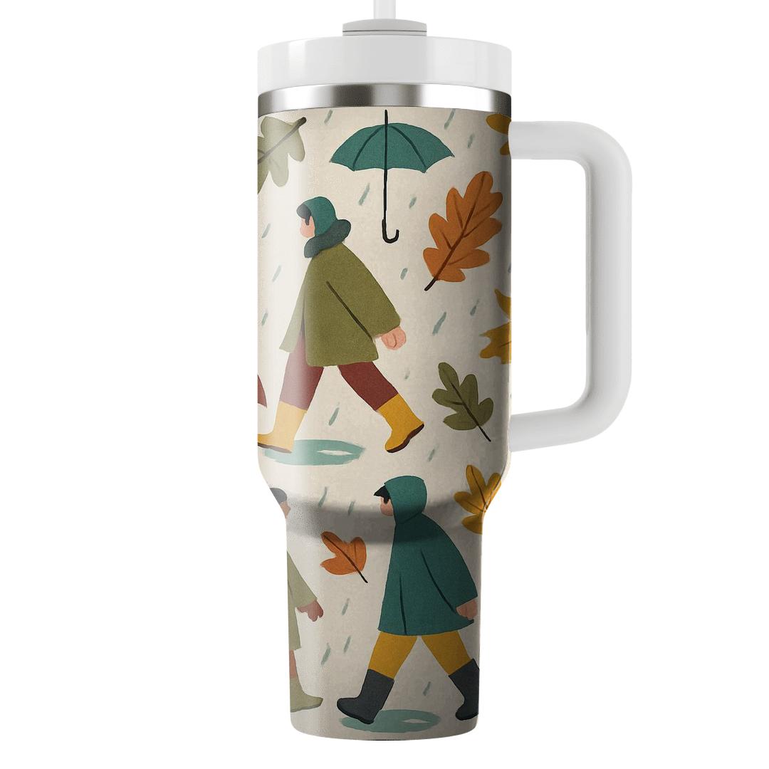 Autumn Raincoat Parade unique tumblers