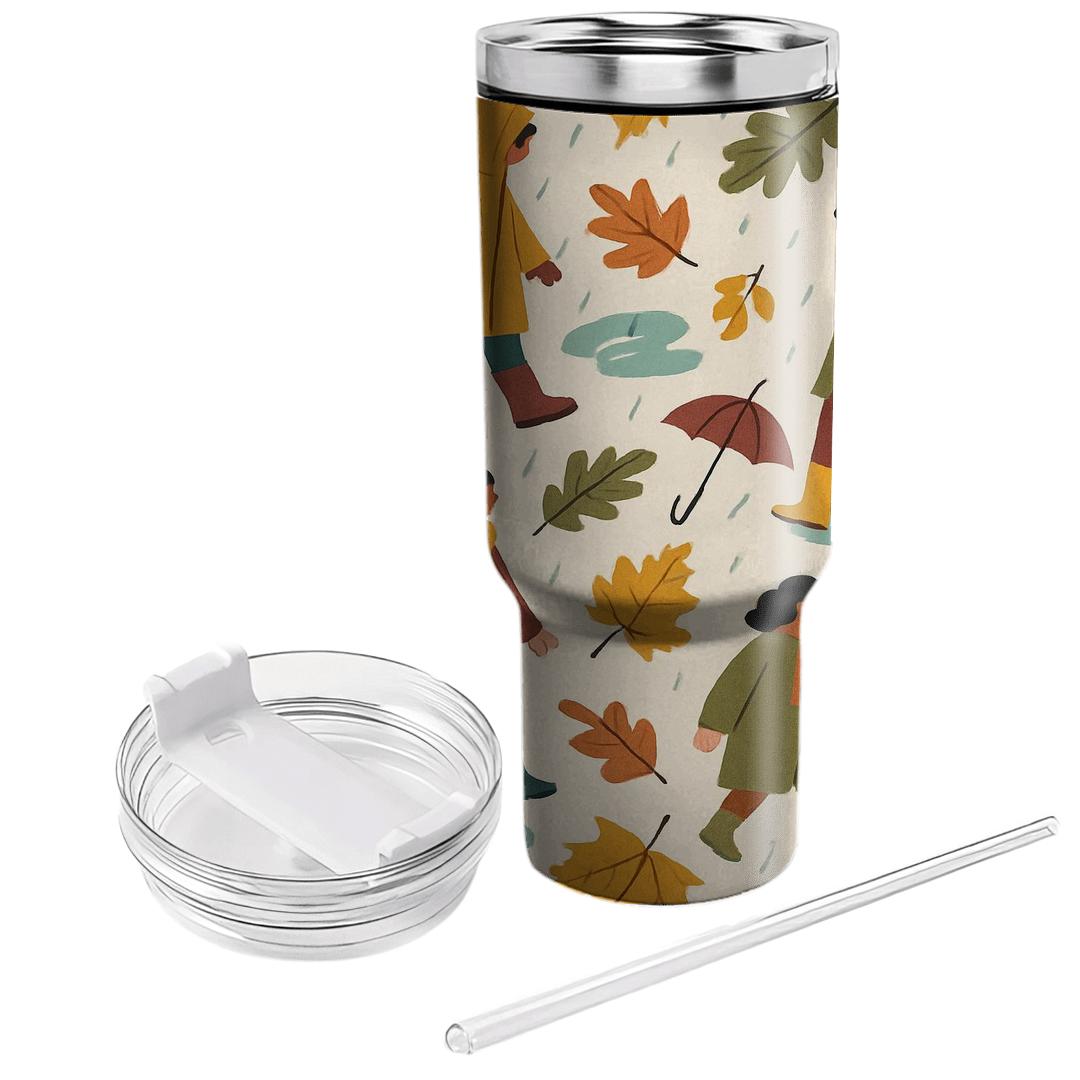 Autumn Raincoat Parade unique tumblers