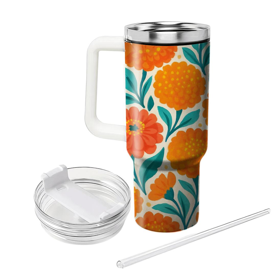Citrus Zinnia Carnival decorative tumblers