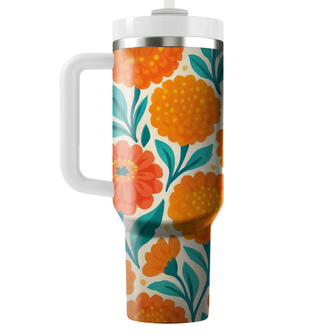 Citrus Zinnia Carnival decorative tumblers