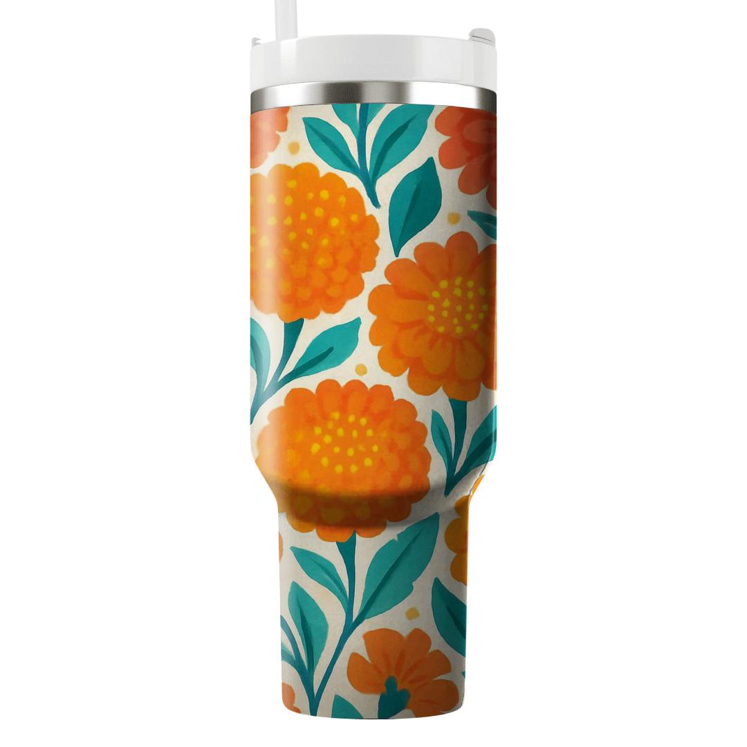 Citrus Zinnia Carnival decorative tumblers