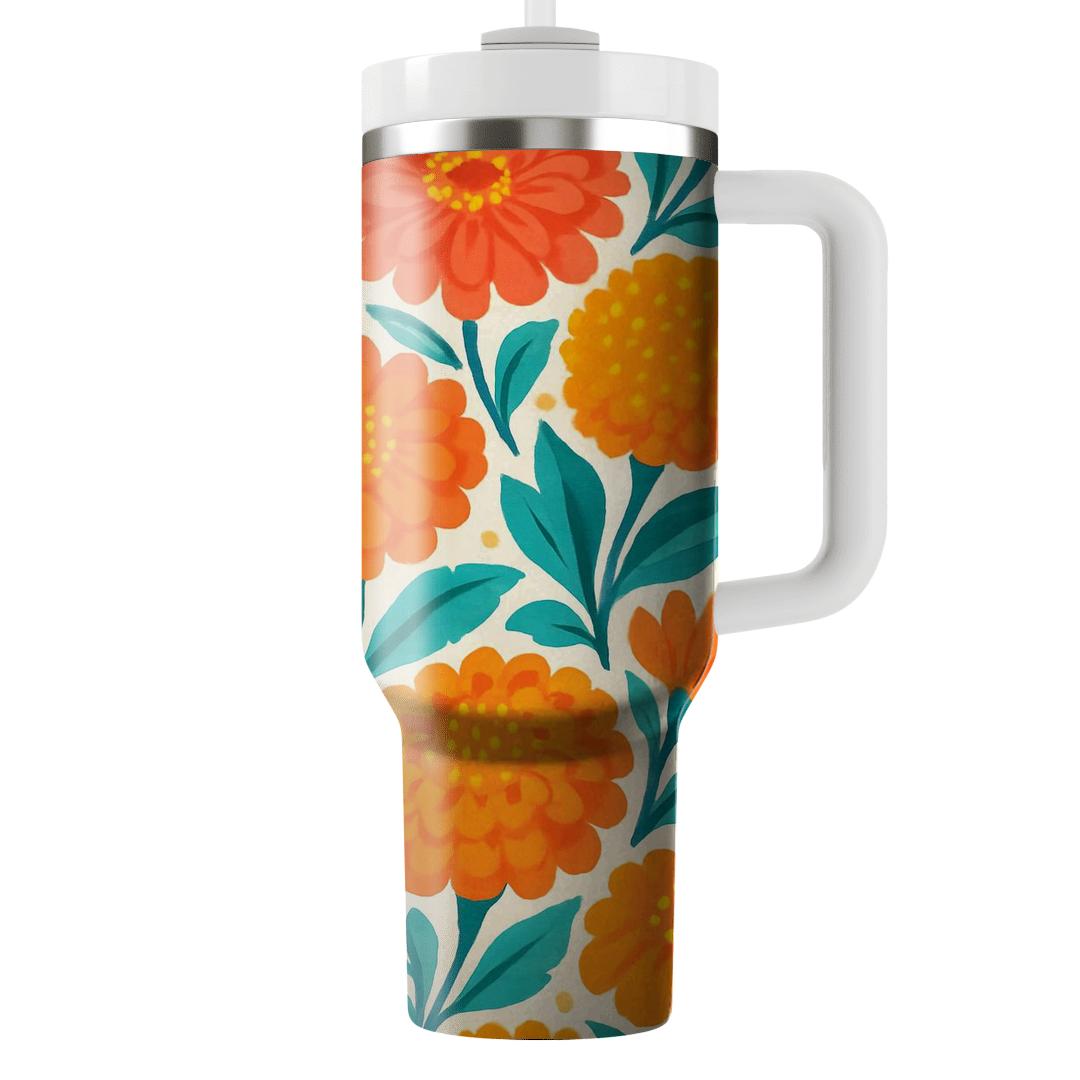Citrus Zinnia Carnival decorative tumblers