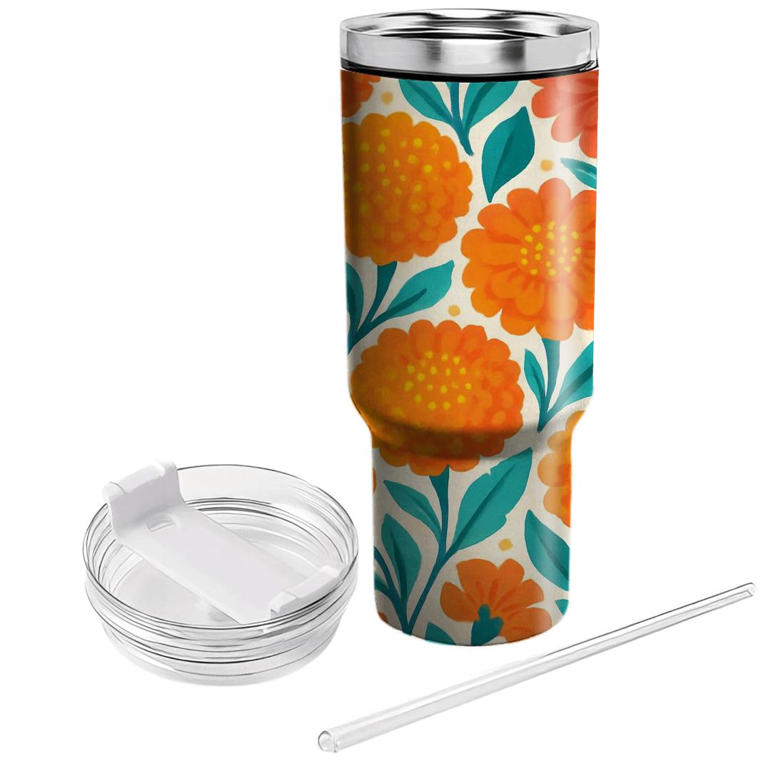 Citrus Zinnia Carnival decorative tumblers