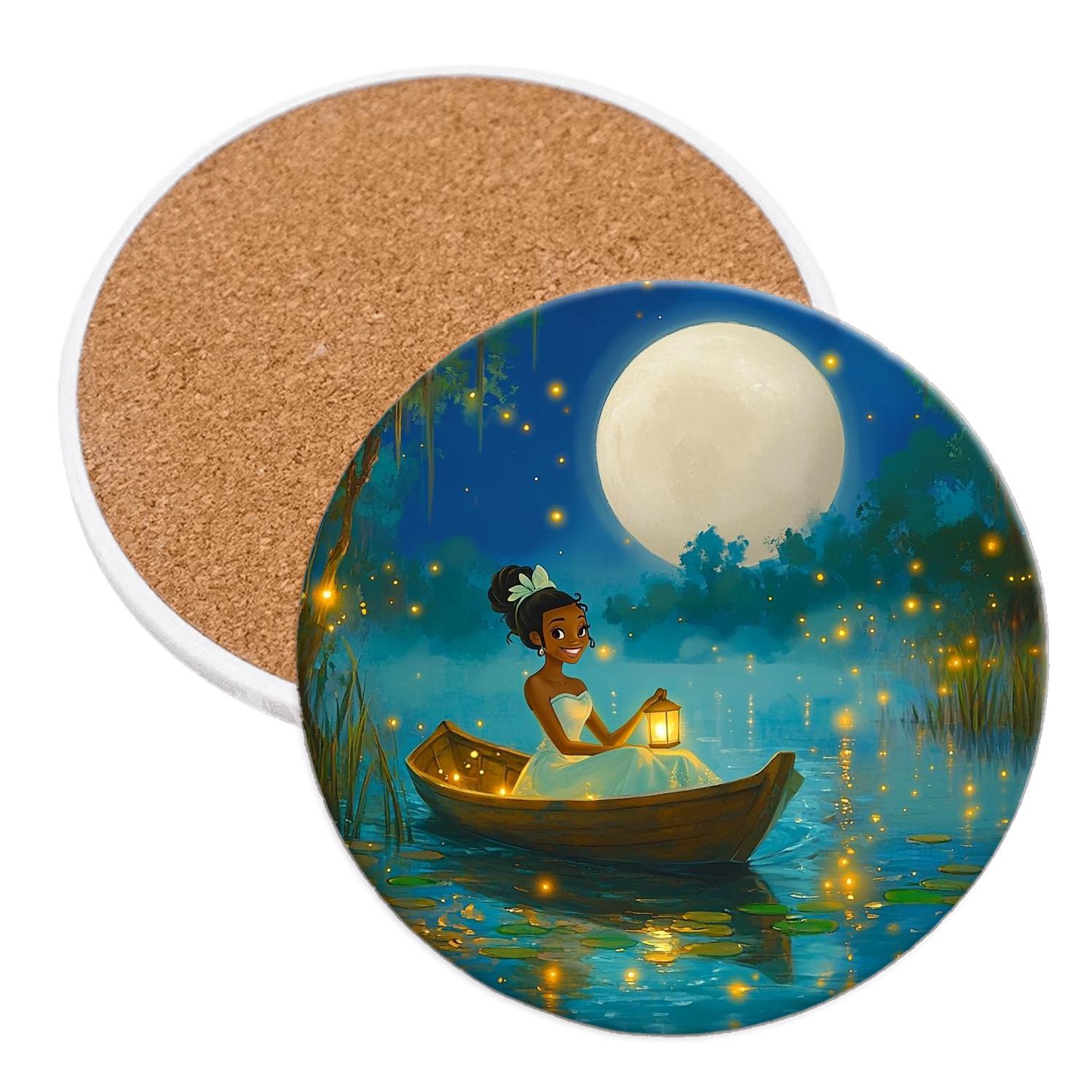 Princess Tiana Bayou Firefly Moonboat Disney Inspired coasters for home decor