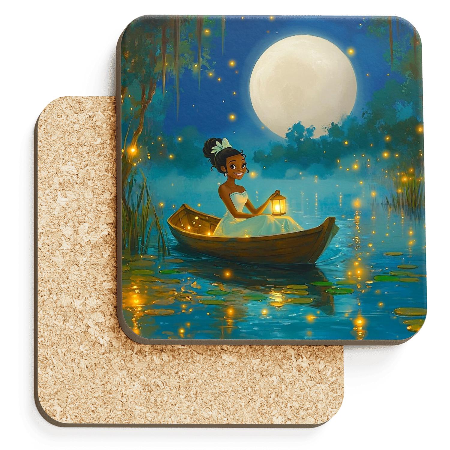 Princess Tiana Bayou Firefly Moonboat Disney Inspired coasters for home decor