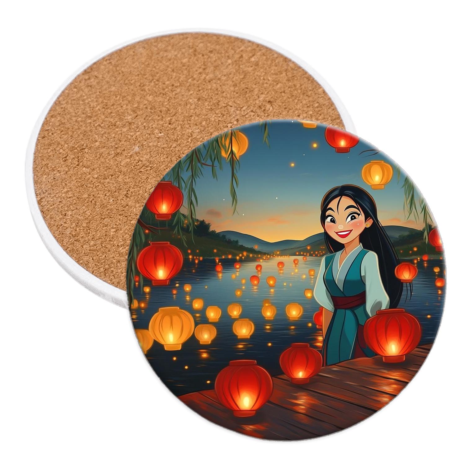 Mulan Lantern River Parade coasters for home decor