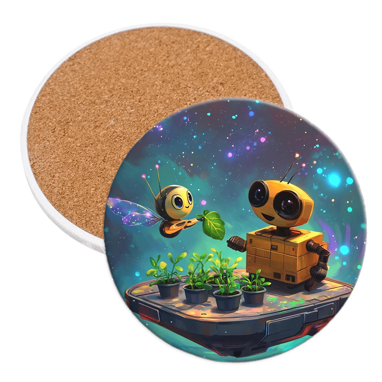 WALL E And EVE Stardust Garden Picnic personalized drink coasters