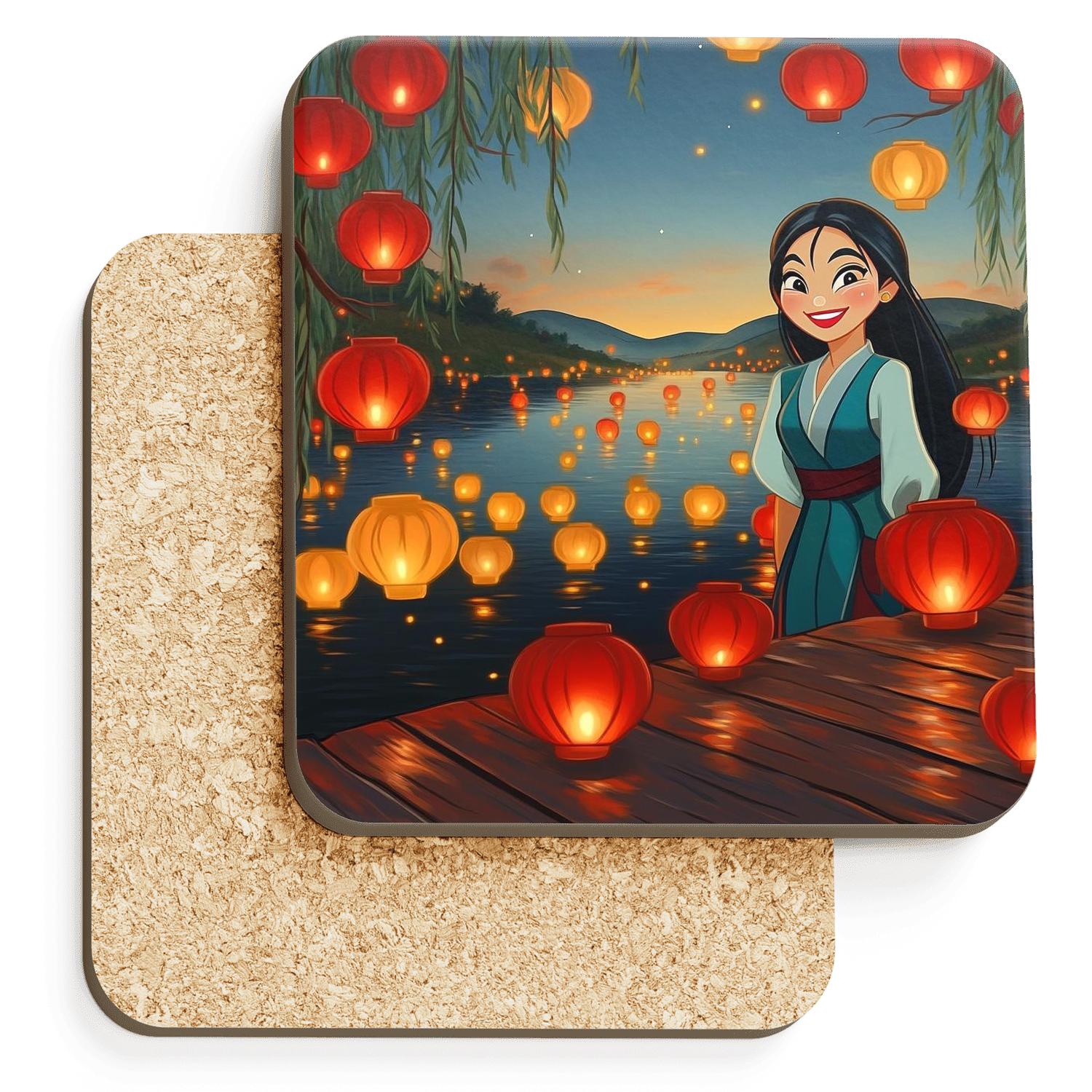 Mulan Lantern River Parade cork coaster sets