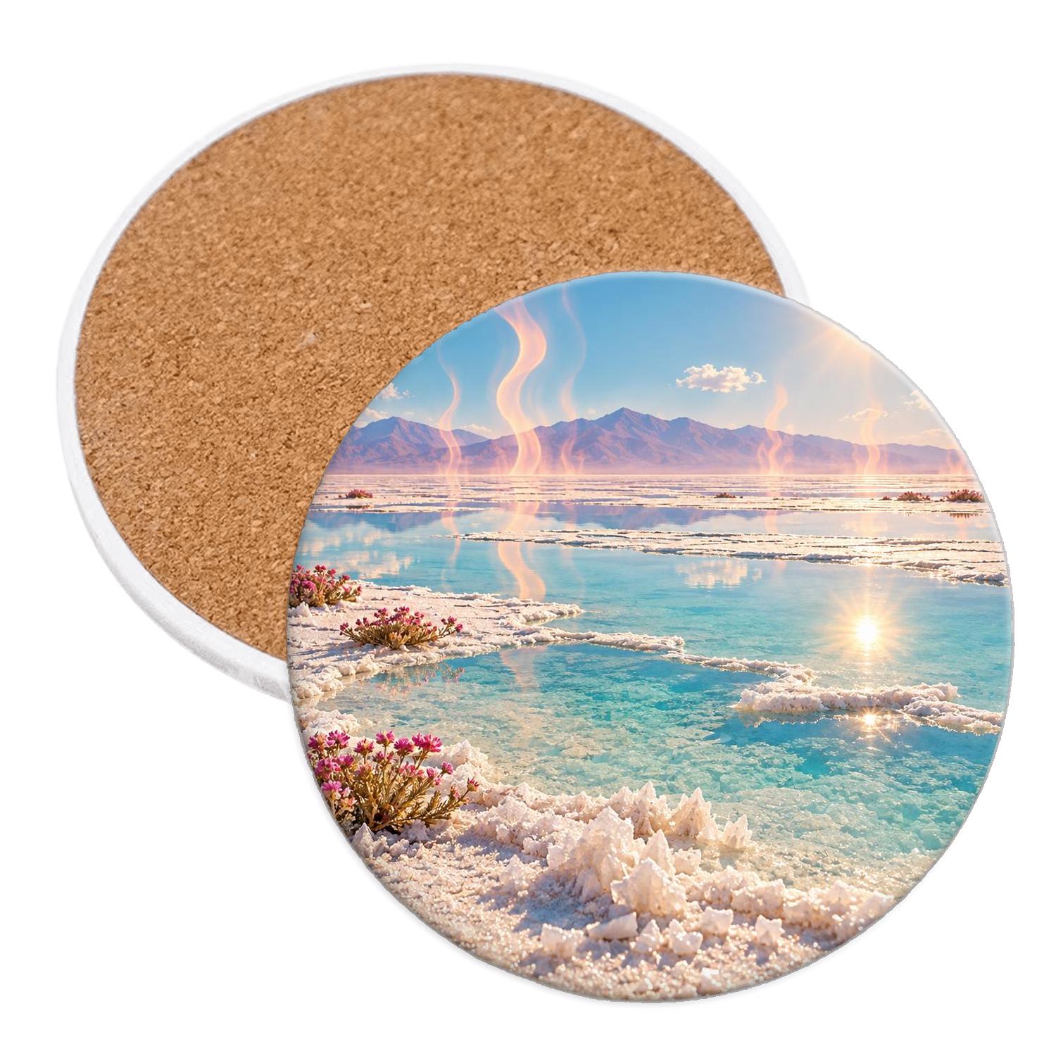 Summer Mirage Salt Flats absorbent drink coasters [AI-073f30b9-afa9cff416b7]