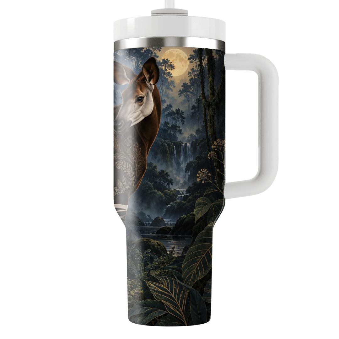 Moonlit Okapi Forest Weave tumblers for gifts [AI-654e2247-0ace095f3b4e]
