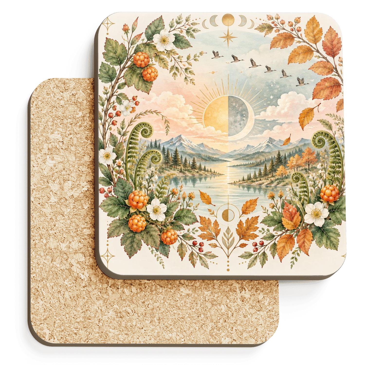 Equinox Cloudberry Meadow cork coaster sets [AI-4f668ee2-747f2919c572]
