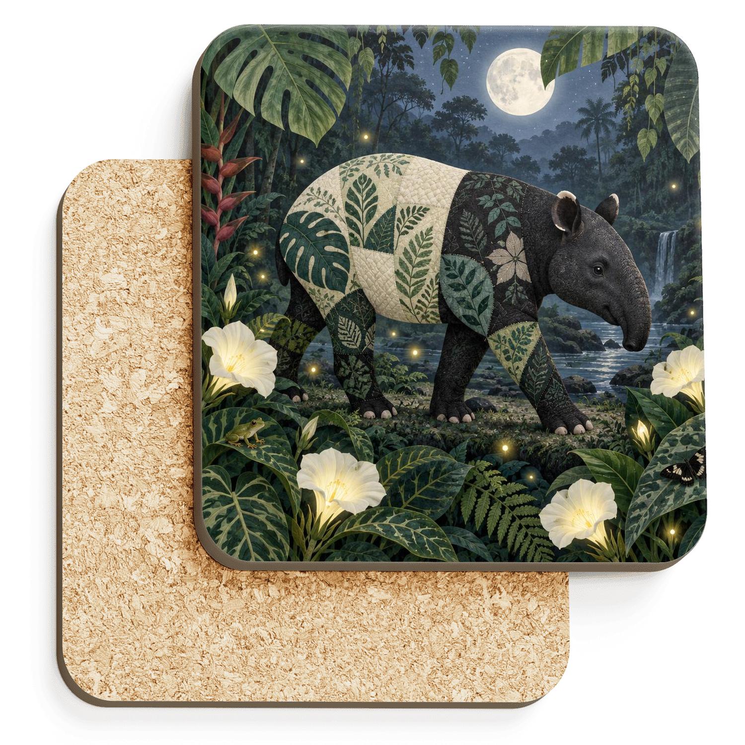 Moonflower Tapir Rainforest Quilt stone coaster collections [AI-2d7f1c7a-1ffec4da9f1a]