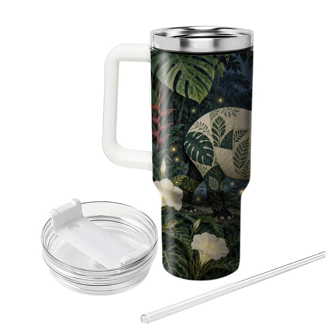 Moonflower Tapir Rainforest Quilt custom tumblers [AI-2d7f1c7a-1ffec4da9f1a]