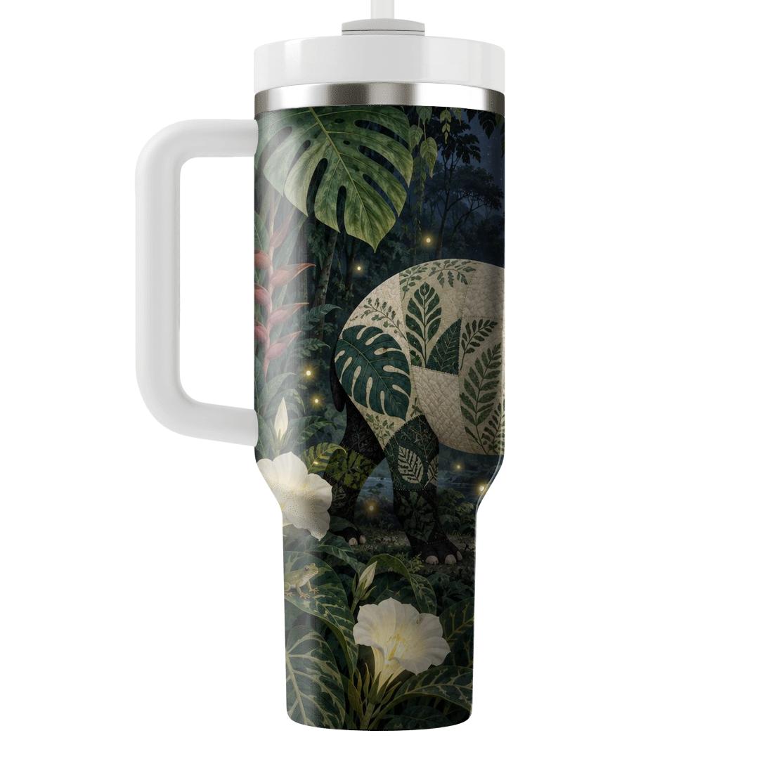 Moonflower Tapir Rainforest Quilt custom tumblers [AI-2d7f1c7a-3e4a829813a1]