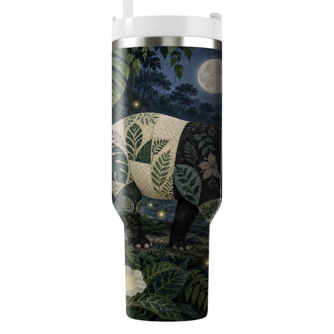 Moonflower Tapir Rainforest Quilt custom tumblers [AI-2d7f1c7a-5ed26ba05869]