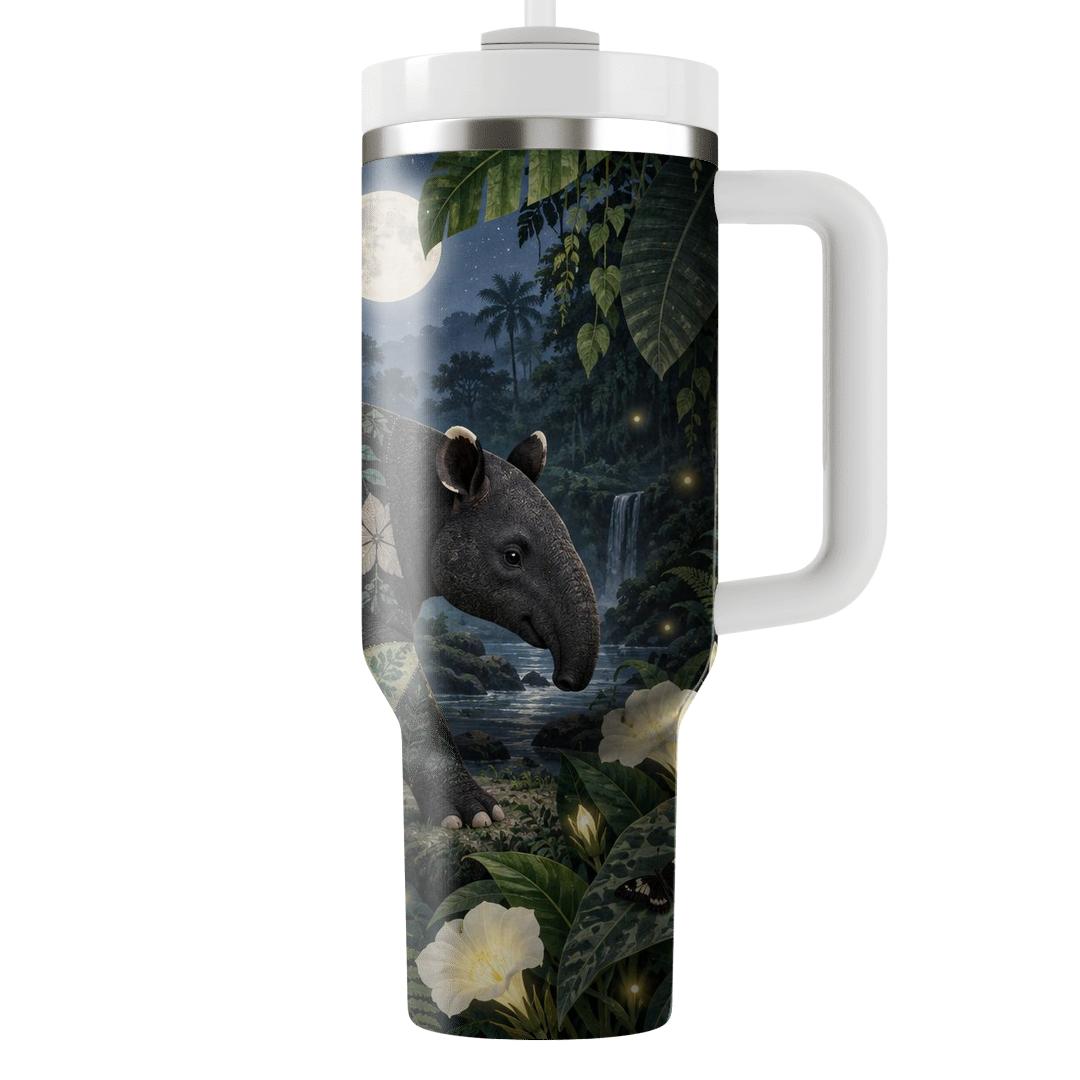 Moonflower Tapir Rainforest Quilt custom tumblers [AI-2d7f1c7a-10fc9b6e314d]