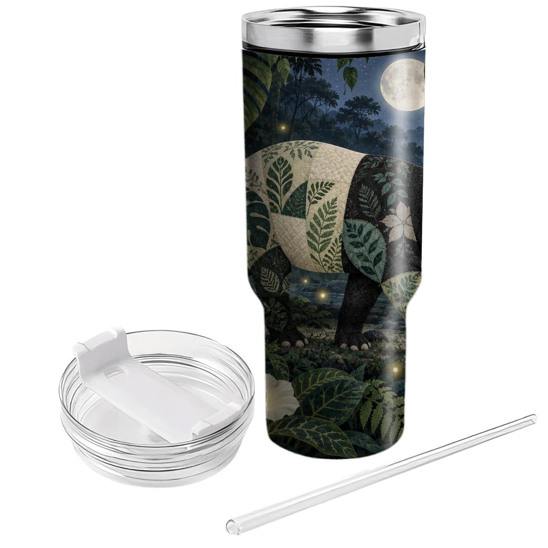 Moonflower Tapir Rainforest Quilt custom tumblers [AI-2d7f1c7a-2a396d2ea546]