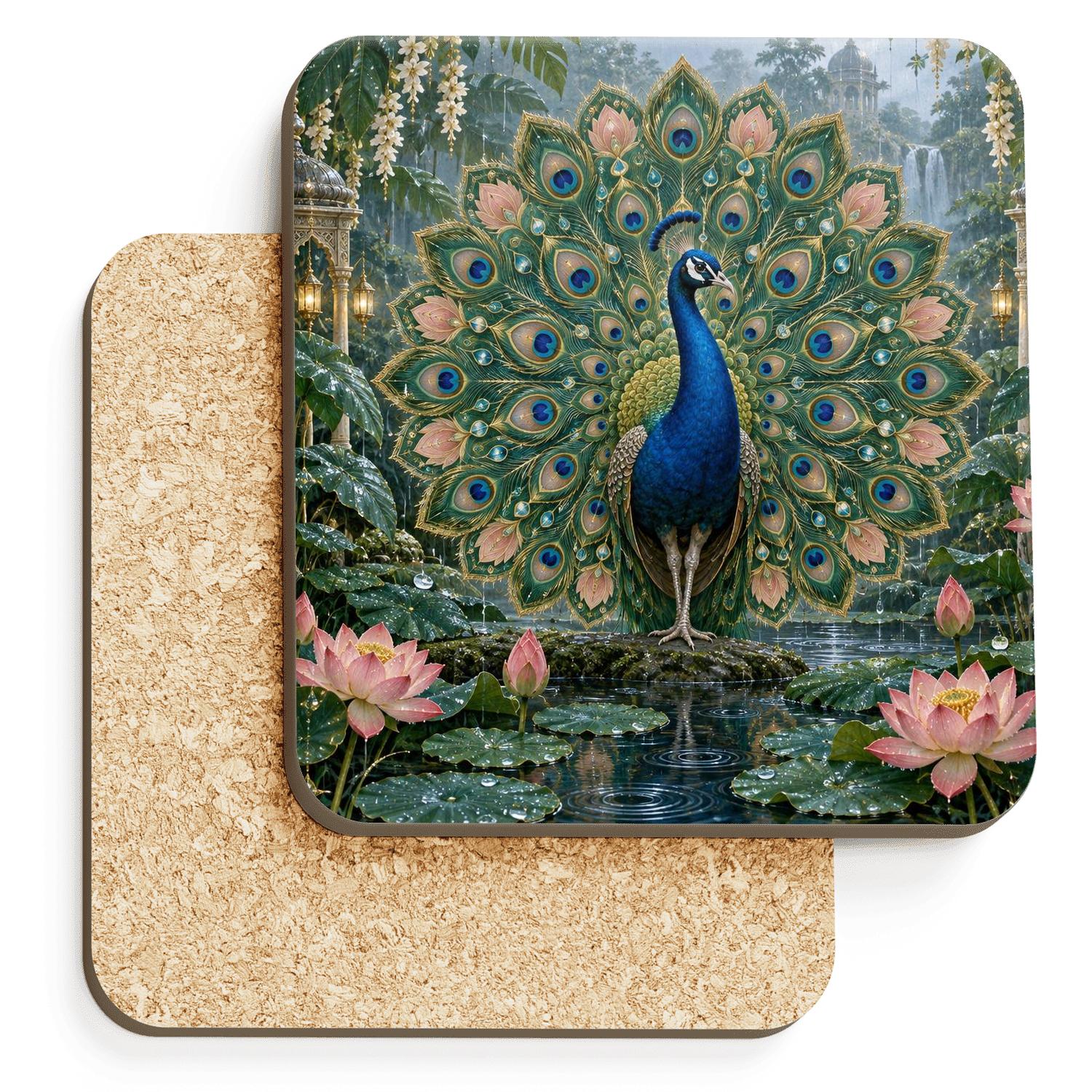 Monsoon Peacock Lotus Mandala stone coaster collections [AI-624c6645-ea67d9269bfe]
