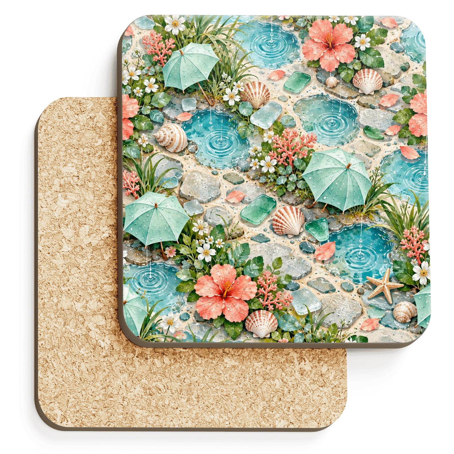 Summer Sea Glass Rain Garden absorbent drink coasters [AI-b66ec5f6-ceb45391dc7e]