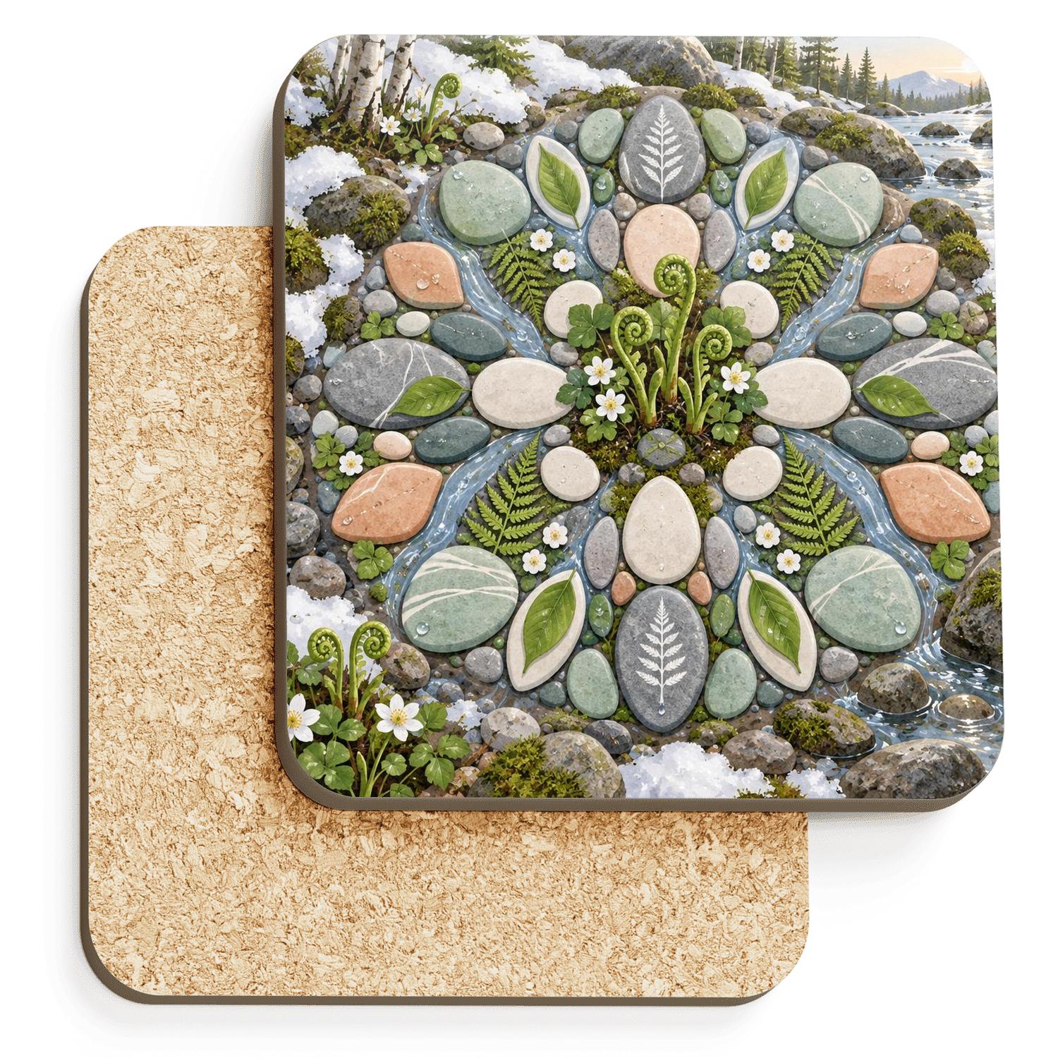 Spring Thaw Pebble Mandala coasters for home decor [AI-16b333e1-44d1457c05c4]