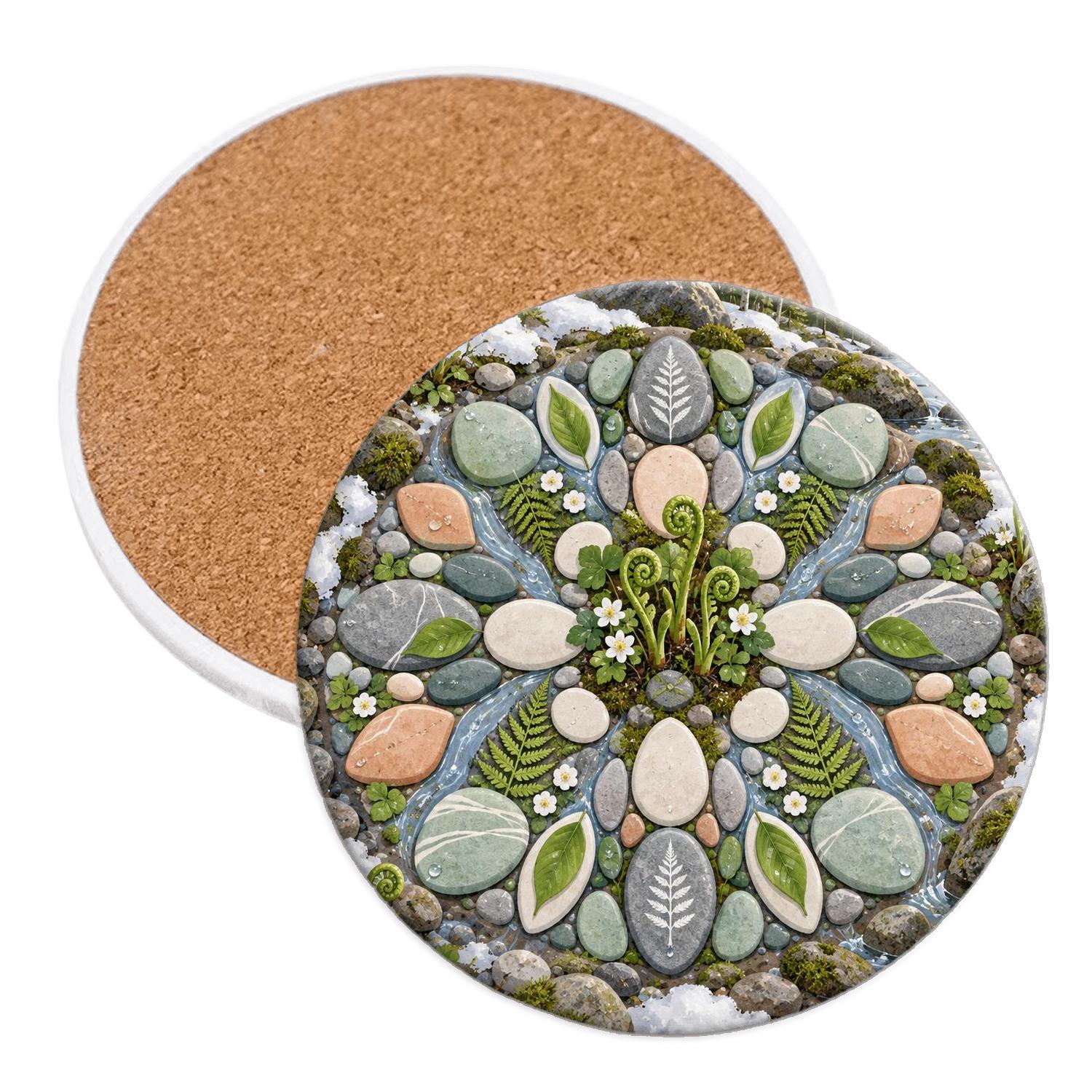 Spring Thaw Pebble Mandala stone coaster collections [AI-16b333e1-44d1457c05c4]