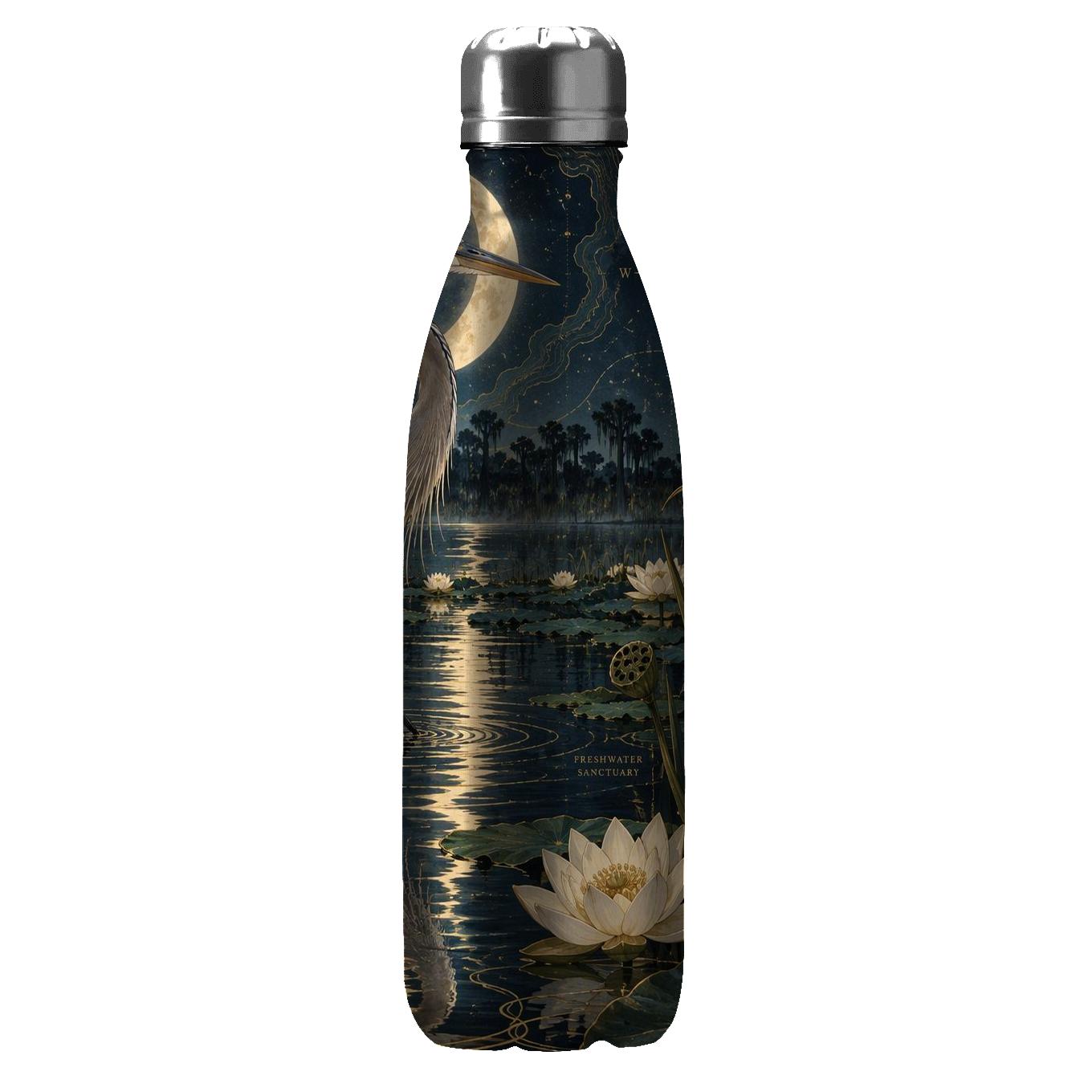 Midnight Heron Lotus Cartography water bottle cups [AI-d1c69dc4-55d7874050f6]