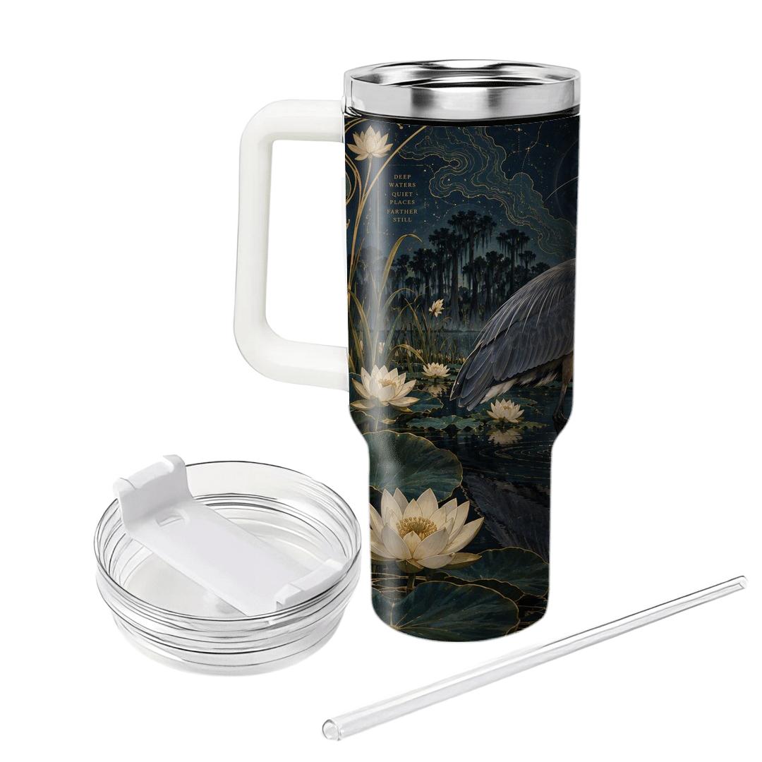 Midnight Heron Lotus Cartography tumbler cups [AI-d1c69dc4-55d7874050f6]