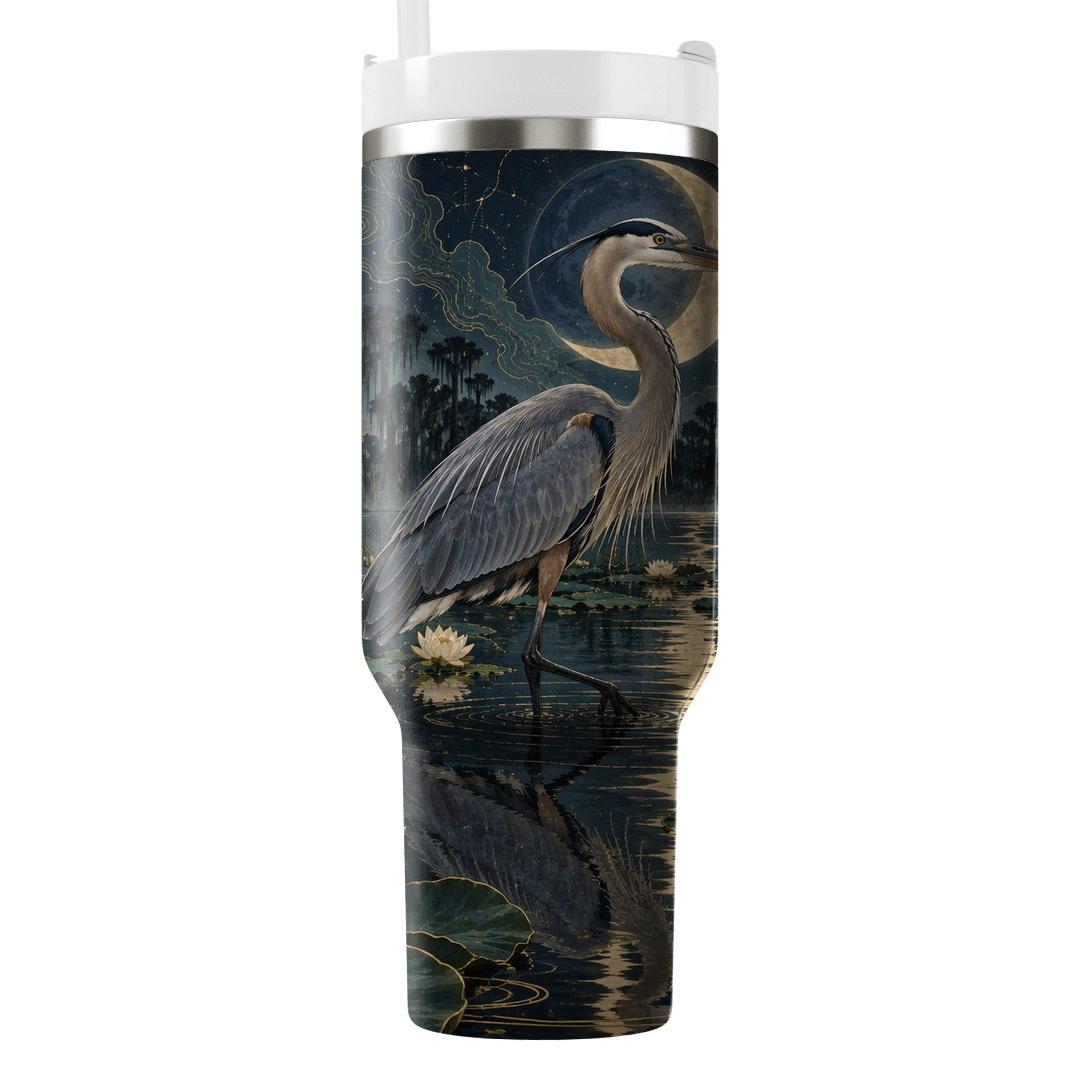 Midnight Heron Lotus Cartography tumbler cups [AI-d1c69dc4-5992470e1ea3]