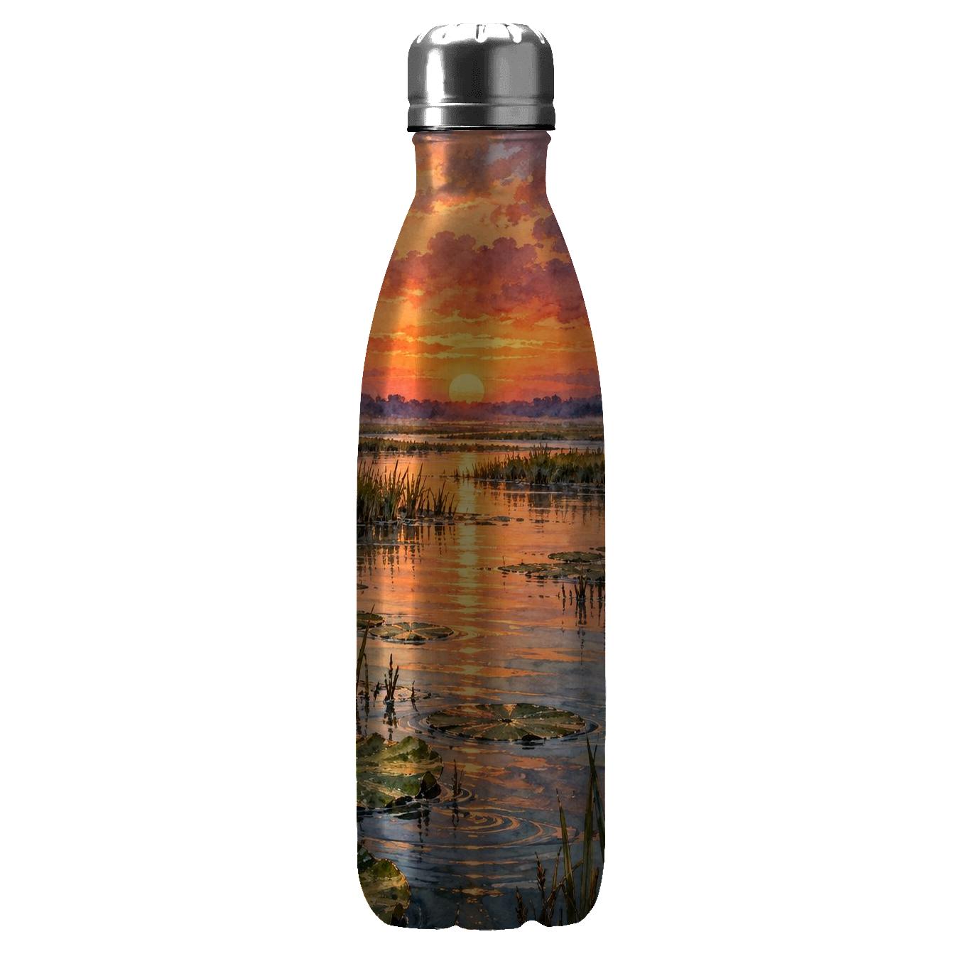 Late Summer Dragonfly Sundown Marsh water bottles for gifts [AI-bc7e1401-99b47f01f241]