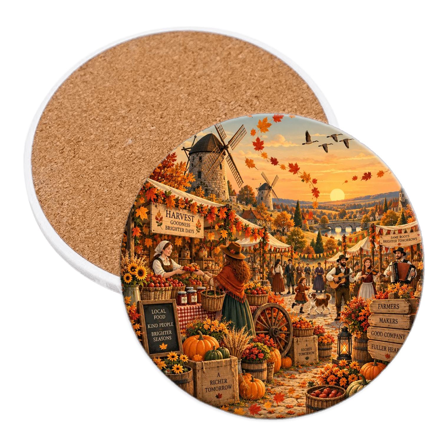 Autumn Saffron Windmill Fair stone coaster collections [AI-a119c779-d2e029d3fe8f]
