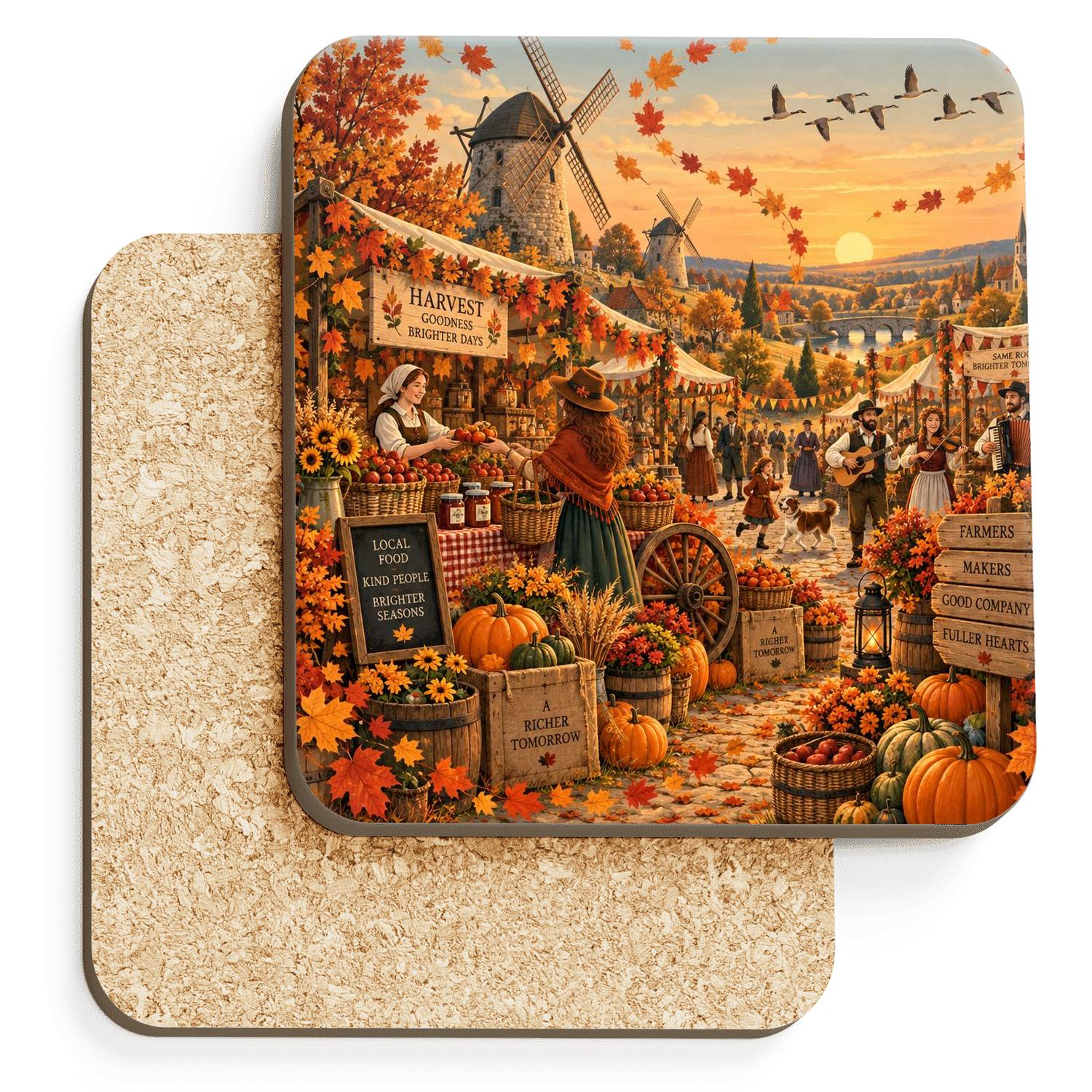 Autumn Saffron Windmill Fair custom engraved coasters [AI-a119c779-d2e029d3fe8f]