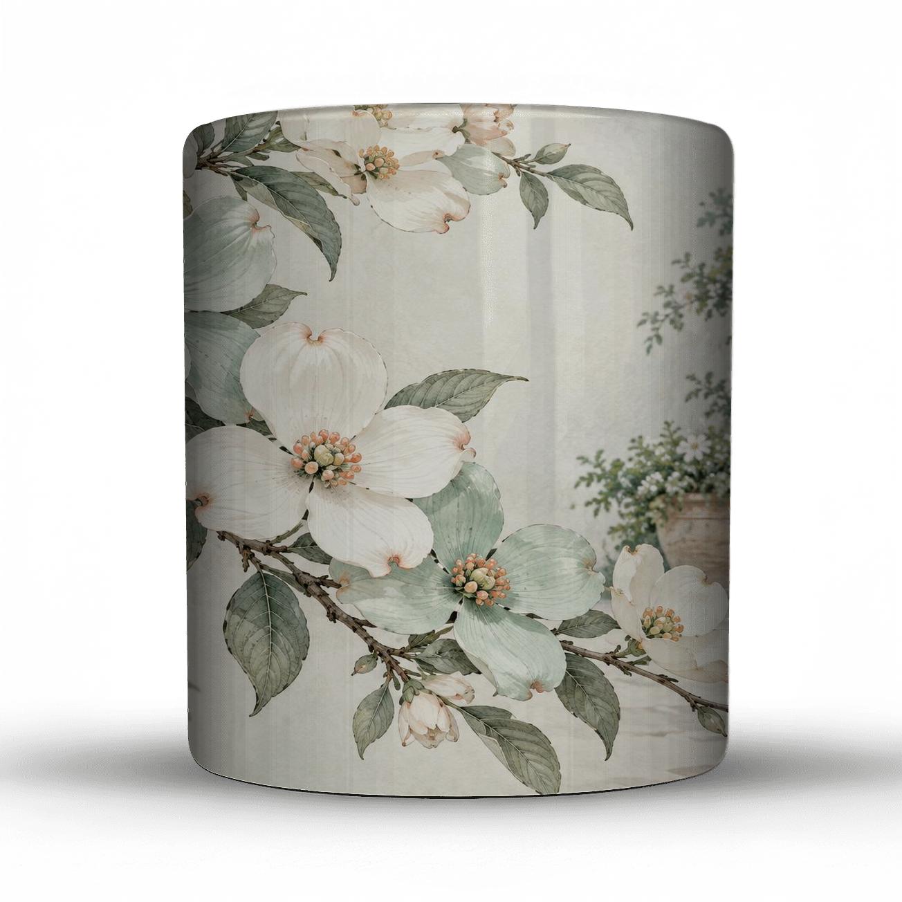 Mint Dogwood Porcelain Garden insulated thermal mugs [AI-71877d75-e54d6787524e]