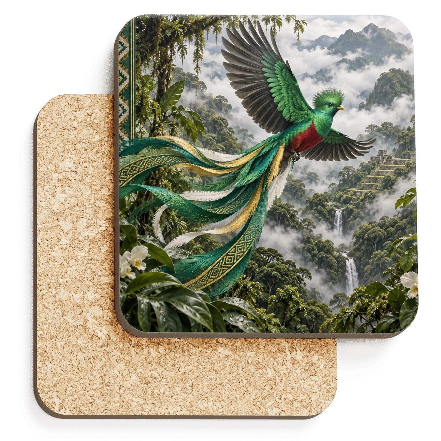 Emerald Quetzal Cloud Loom cork coaster sets [AI-4e831857-c72bffde49eb]