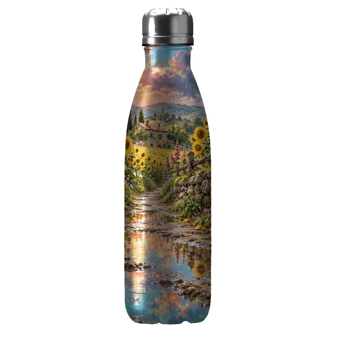 Summer Sunflower Rain Prism unique water bottles [AI-ed62ed92-0d74f54f4e02]